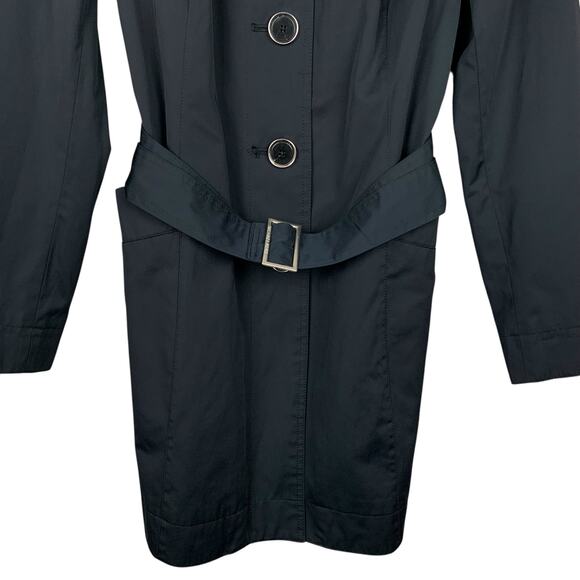 Michael Michael Kors Mid Length Trench Coat Black Belt Button Front Women's L - Picture 5 of 12